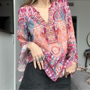 Bohemian Hale Bob Los Angeles tunic beaded top NWT